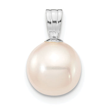 14k White Gold 8-9mm White Round Freshwater Cultured Pearl Pendant