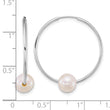 14k White Gold Polished 6-7mm Semi-Round White Freshwater Cultured Pearl Endless Hoop Earrings - Birthstone Company