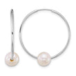14k White Gold Polished 6-7mm Semi-Round White Freshwater Cultured Pearl Endless Hoop Earrings - Birthstone Company