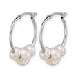 14K White Gold Polished 6-8mm Semi-Round White Freshwater Cultured 3-Pearl Hoop Earrings - Birthstone Company