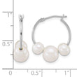 14K White Gold Polished 6-8mm Semi-Round White Freshwater Cultured 3-Pearl Hoop Earrings - Birthstone Company