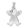 14k White Gold The Kids Medium Girl with Bow on Left AA Diamond Joy Charm - Birthstone Company