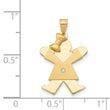 14k The Kids Small Girl with Bow on Left AA Diamond Joy Pendant - Birthstone Company