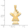 14k The Kids Small Girl with Ruffles and Bow on Right AAA Diamond Love Pendant - Birthstone Company