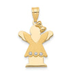 14k The Kids Small Girl with Ruffles and Bow on Right VS Diamond Love Pendant - Birthstone Company