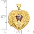 Heart Locket in 14K Yellow Gold with White Topaz Accent, 19mm Textured