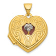 Heart Locket in 14K Yellow Gold with White Topaz Accent, 19mm Textured