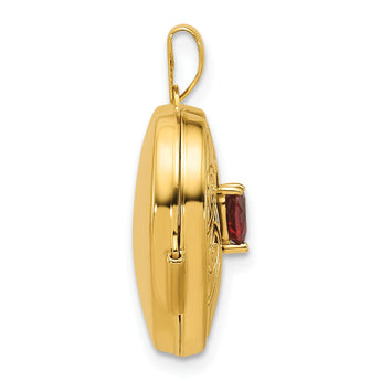 14k Polished Garnet January Birthstone 18mm Heart Locket - Birthstone Company