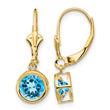 14k 6mm Blue Topaz Leverback Earrings - Birthstone Company