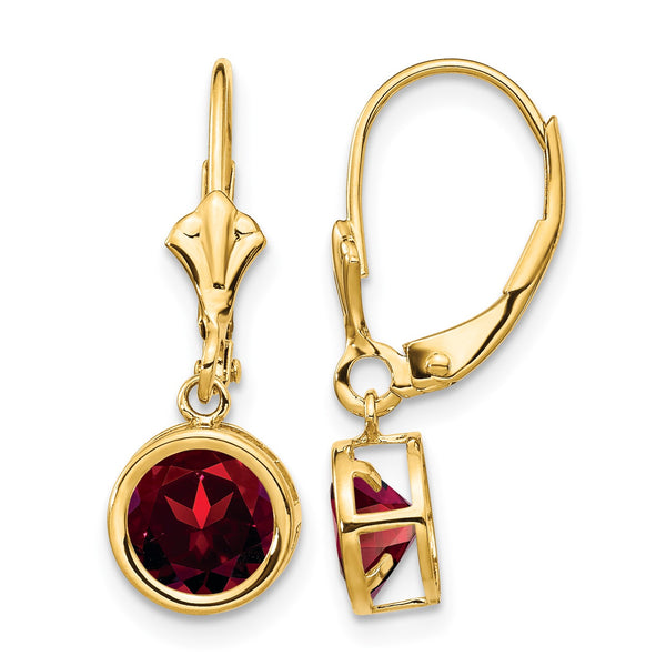 14k 6mm Garnet Leverback Earrings - Birthstone Company