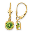 14k 6mm Peridot Leverback Earrings - Birthstone Company