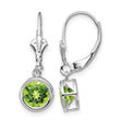 14k White Gold 6mm Peridot Leverback Earrings - Birthstone Company