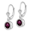 14k White Gold 6mm Rhodolite Garnet Leverback Earrings - Birthstone Company