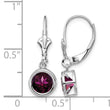 14k White Gold 6mm Rhodolite Garnet Leverback Earrings - Birthstone Company