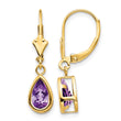 14k 8x5mm Amethyst Dangle Earrings - Birthstone Company