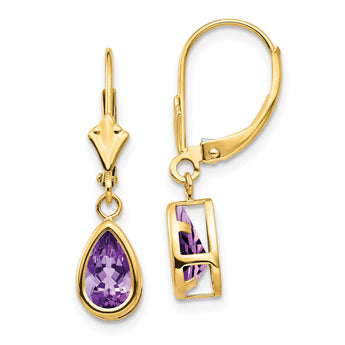 14k 8x5mm Amethyst Dangle Earrings