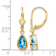 14k 8x5mm Pear Blue Topaz Leverback Earrings - Birthstone Company