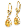 14k 8x5mm Pear Citrine Leverback Earrings - Birthstone Company