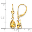 14k 8x5mm Pear Citrine Leverback Earrings - Birthstone Company