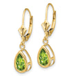 14k 8x5mm Pear Peridot Leverback Earrings - Birthstone Company