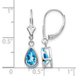 14k White Gold 8x5mm Pear Blue Topaz Leverback Earrings - Birthstone Company