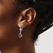 14k White Gold 8x5mm Pear Rhodolite Garnet Leverback Earrings - Birthstone Company