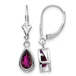 14k White Gold 8x5mm Pear Rhodolite Garnet Leverback Earrings - Birthstone Company