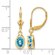 14k 7x5mm Oval Blue Topaz Leverback Earrings - Birthstone Company