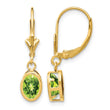 14k 7x5mm Oval Peridot Leverback Earrings - Birthstone Company