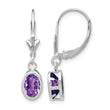 14k White Gold 7x5mm Oval Amethyst Leverback Earrings - Birthstone Company