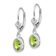 14k White Gold 7x5mm Oval Peridot Leverback Earrings - Birthstone Company