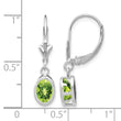 14k White Gold 7x5mm Oval Peridot Leverback Earrings - Birthstone Company