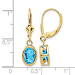 14k 8x6mm Oval Blue Topaz Leverback Earrings - Birthstone Company