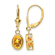 14k 8x6mm Oval Citrine Leverback Earrings - Birthstone Company