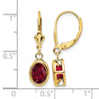 14k 8x6mm Oval Created Ruby Leverback Earrings - Birthstone Company