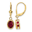 14k 8x6mm Oval Created Ruby Leverback Earrings - Birthstone Company