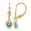 14k 5mm Heart Blue Topaz Earrings - Birthstone Company