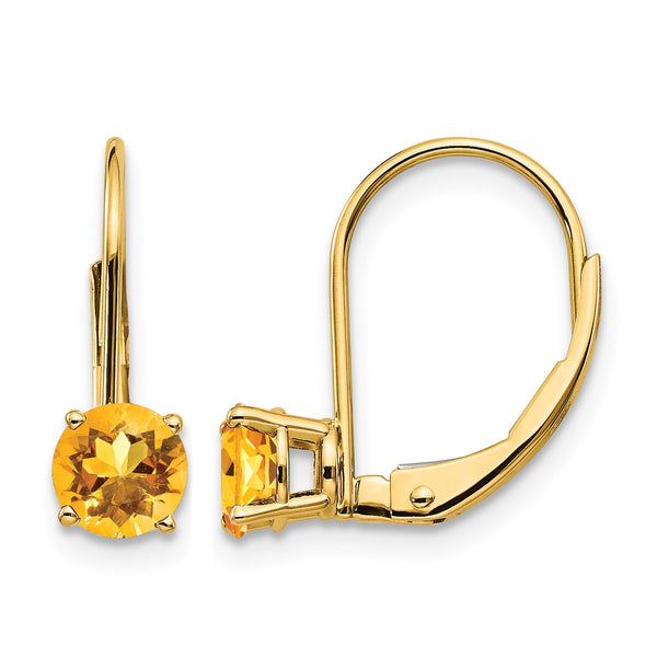 14k 5mm Citrine Leverback Earrings - Birthstone Company