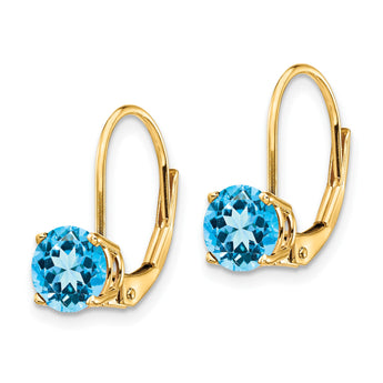 14k 6mm Blue Topaz Leverback Earrings - Birthstone Company