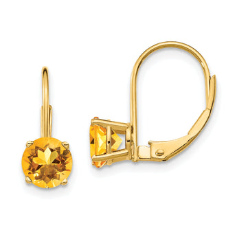 14k 6mm Citrine Leverback Earrings