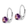 14k White Gold 6mm Amethyst Leverback Earrings - Birthstone Company