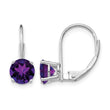 14k White Gold 6mm Amethyst Leverback Earrings - Birthstone Company