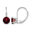 14k White Gold 6mm Garnet Leverback Earrings - Birthstone Company