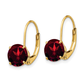 14k Garnet Round Leverback Earrings - Birthstone Company