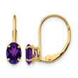 14k 6x4mm Oval Amethyst Leverback Earrings - Birthstone Company