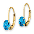 14k 6x4mm Oval Blue Topaz Leverback Earrings - Birthstone Company