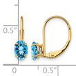 14k 6x4mm Oval Blue Topaz Leverback Earrings - Birthstone Company