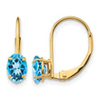 14k 6x4mm Oval Blue Topaz Leverback Earrings - Birthstone Company