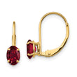 14k 6x4mm Oval Created Ruby Leverback Earrings