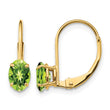 14k 6x4mm Oval Peridot Leverback Earrings - Birthstone Company